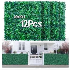 12 set of artificial boxwood hedge greenery wall panels designed for home decor and privacy.