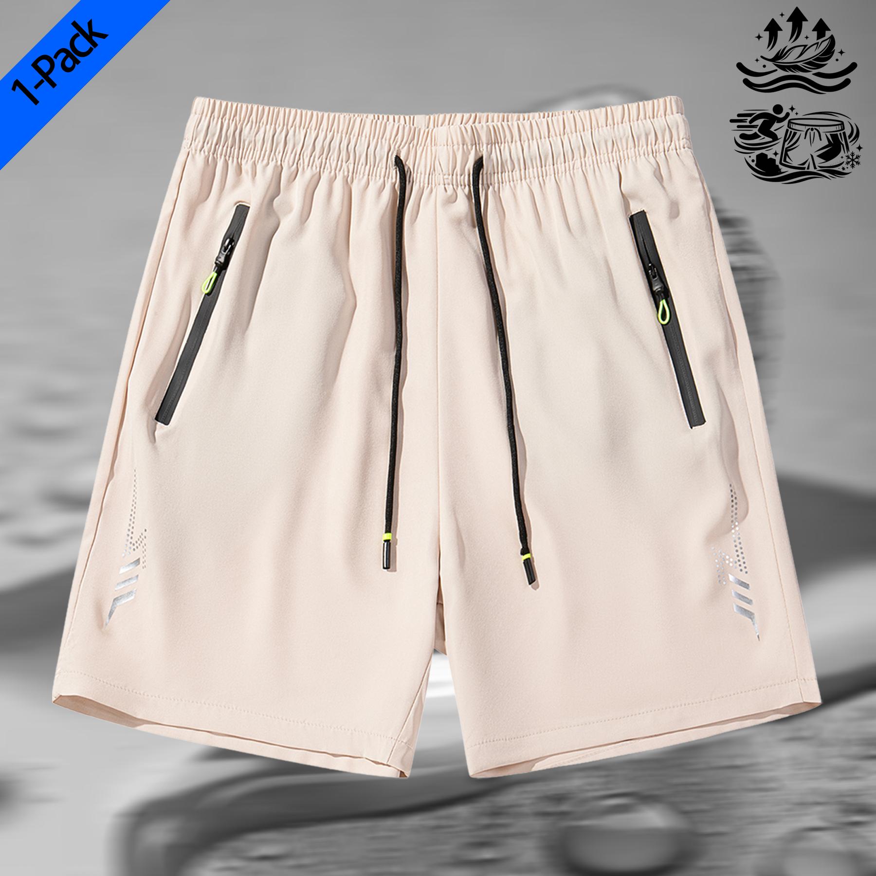 Men's 1 Pack Athletic Running Shorts Quick Dry Moisture Wicking Lightweight Breathable Gym Workout Shorts with Zipper Pockets Stretchy Elastic Waist for Jogging Hiking Outdoor Sports Training Casual Daily Wear Active Performance