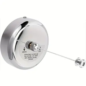 Stainless Steel Retractable Clothesline with Adjustable Nylon Rope - Wall-Mounted Retractable Washing Lines, Space-Saving Laundry Accessory for Indoor Use