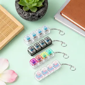 Keyboard Fidget Keychain with LED Lights, 4-in-1 Stress Relief Clicker Toy, Keyboard Button Finger Clicker for Anxiety Relief, Sensory Decompression Toy for Kids & Adults
