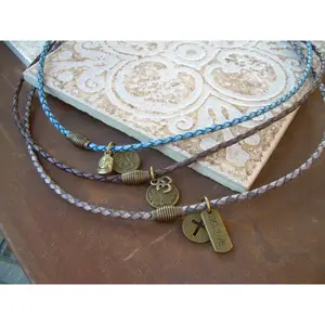 Leather Charm Necklace, Leather Necklace, Om Necklace, Cross Necklace, Magnetic Clasp Necklace, Mens Necklace, Womens Necklace, Om, Lotus,