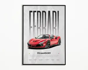 Ferrari F8 Poster  Mansory Poster Hyper Car Poster  Super Car Print  Art Print  Poster  Home Decor  Wall Decor - NO FRAME