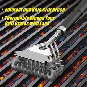 BBQ Wire Grill Cleaning Brush, Durable Non-stick Surface Cleaner Tool, BBQ Tools, Ergonomic Design Sturdy Grill Scraper for Outdoor Backyard Cooking & Camping