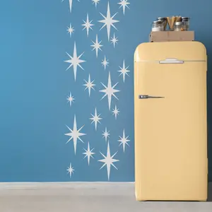 Starburst Pattern Wall Decals - Retro Wall Decal - Set of 32 Stars - Assorted Sizes - Home Decor, Retro Starburst Wall Decal