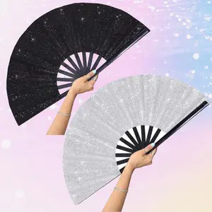 Glitter Hand Fan, 2 Counts/set Handheld Fan, Party Decoration Supplies for Birthday Wedding Festival, Party Accessories for Women & Girls
