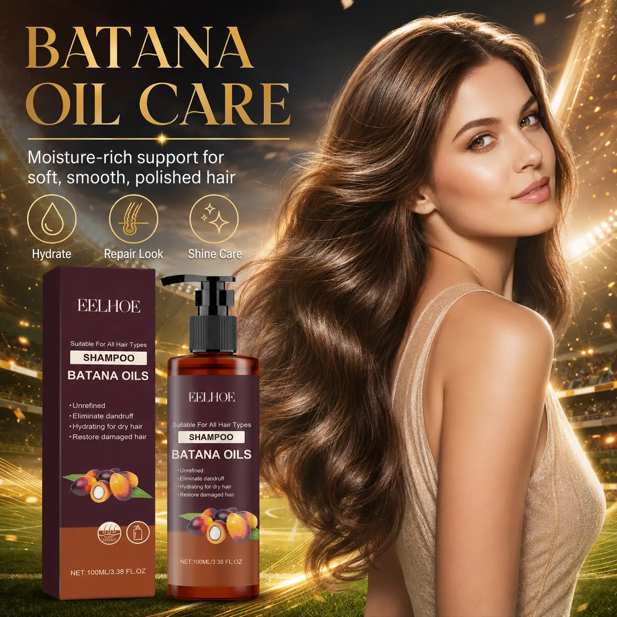 Batana Oil Shampoo for Dry Damaged Hair - Natural Oil Hair Care with Unrefined Batana for Deep Moisturizing & Anti-Dandruff, Restores Smooth Soft Shiny Hair, Frizz Control Daily Use for All Hair Types Men Women, Great Gift Idea
