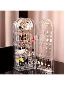 240-Hole Transparent Acrylic Earring Display Stand, Large Capacity Oval Jewelry Organizer with Durable Plastic Construction, Freestanding Floor Display for Retail Stores, Boutiques, Small Businesses, Jewelry Storage & Sales Display Rack