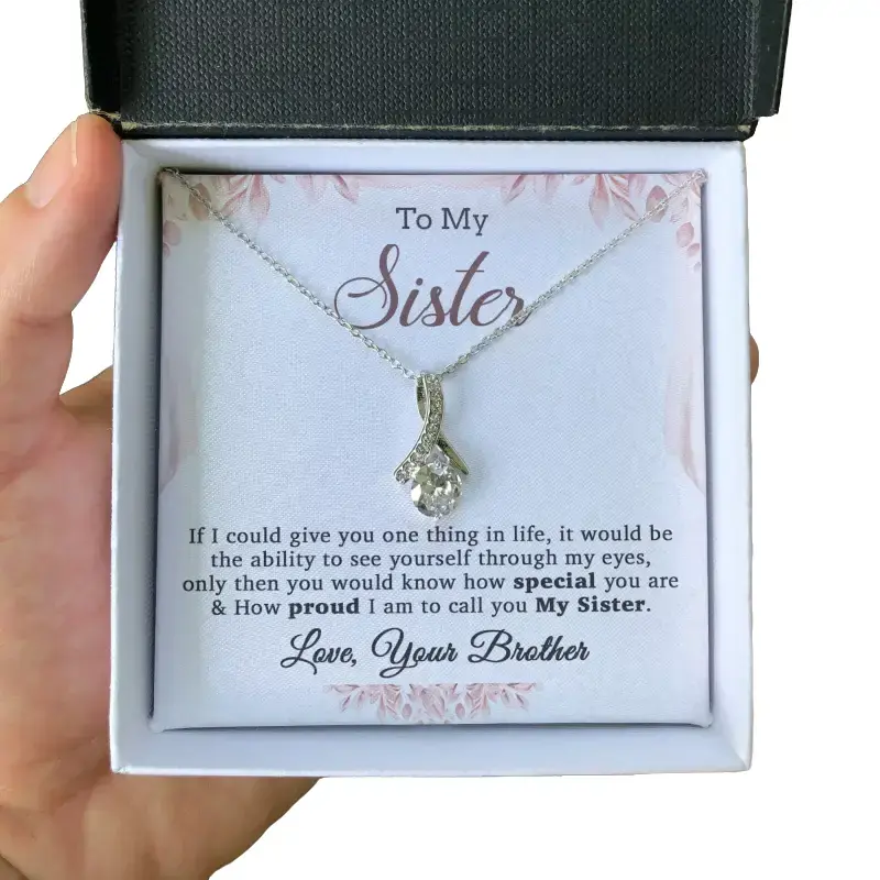 To My Sister Necklace, Brother to Sister, Birthday gift For Sister from Brother Jewelry Gift with Message Card