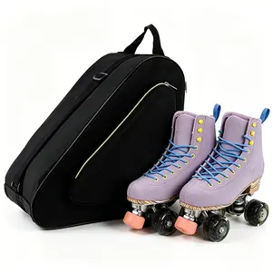 Durable Oxford Cloth Roller Skate Bag - Large Capacity, Triangular Shape, Sporty Look, Secure Closure, Shoulder Strap, Breathable, Portable, Fits Size 13, for Inline/Quad/Ice Skates, Adults, Rink & Travel