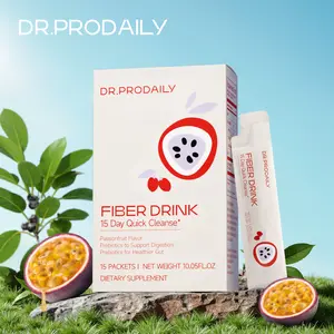 DR. PRODAILY Passion Fruit Fiber Drink - 15 Day Cleanse - Prebiotics to support digestion for healthier gut  Dietary
