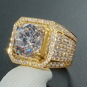 Men's Domineering Full Micro-Pave Diamond Ring, European & American Fashion Style, Wish , Factory Direct (Costume Jewelry Ring)