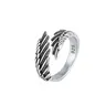 S925 Men's Angel Wing Ring, Hip Hop Retro Adjustable Wing Ring, Men's and Women's Personalized Ring Jewelry