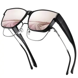 Fit Over Glasses Sunglasses for Men Women, Oversized Square Sunglasses Polarized Mirrored Lens UV400 Protection