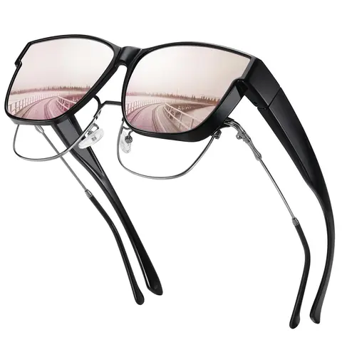 HAOLOTA Women's Oversize Square TAC Lenses FitOver Polarized Sunglasses - UV400 Protection, Large Face Fit, Rectangular Sunglasses, Unisex Stylish Accessories