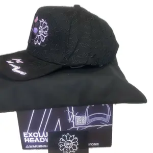Mural-El-electric Black & Purple Hats with Exclu Headwear Design and Warning Label