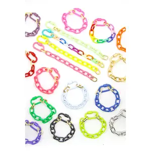 Luxe Link Enamel Chain Bracelet with Carabiner Lock Clasp, Assorted Colors