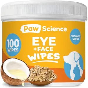 Dog Eye Wipes - Hypoallergenic Eye & Face Wipes for Dogs, Cats, & Puppy - Pet Tear Stain Remover & Cleaner - Gently Cleans & Removes Discharge, Crust, & Gunk (Coconut)