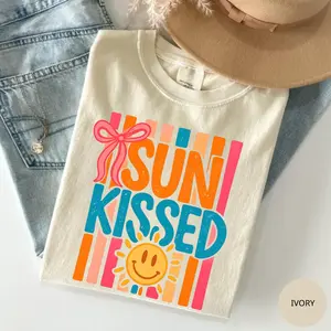 Comfort Colors Summer Sunkissed T-Shirt, Trendy Summer Tee, Beach Life T-Shirt, Women Top, For Woman
