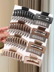 8pcs Simple Retro, Women's Creative Hollow Design Claw Clip brown Elegant Non-Slip Hair Claw Suitable for Thick Hair Ponytail Claw Clip Hair Claws Set