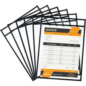 -  Dry Erase Pocket Sleeves, 10.2" x 14", 6 Pack, Black, Clear Plastic Paper Sleeves, Ticket Holders, Clear Plastic Sheet Protectors, Teacher, School, Classroom Supplies
