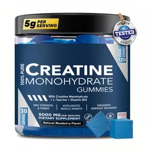 Creatine Monohydrate Gummies- 6gper Serving for Muscle & StrengthBuilding,Sugar-Free, Vegan, BlueberryFlavor 120 Count