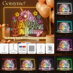 GOMYMO LED Drawing Board for Kids, Dry Erase Light-Up Drawing Board with Stand, Markers & Wipes, Erasable Reusable Board for Kids Learning, Ideal Birthday & Christmas Gift
