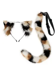 Realistic Cat Ears and Tail Set, Anime Convention Cosplay Props, Animal Ears and Tail Accessories, Halloween Party Costume Decorations, Party Decoration Supplies