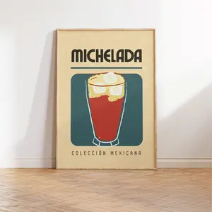 Michelada Coleccion Mexicana Poster, Bar Cart Wall Art, Vintage Mexico Cocktail Poster, Poster Prints No Framed, Gifts For Friend, Bedroom Wall Decor, Aesthetic Wall Decor, Gifts For Birthday
