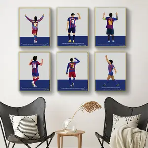6pcs/set Frameless Barcelona Football Poster Canvas Printing Football Home Room Wall Art Decoration Player Fan Lovers Wall Decoration Modern Home Decor Unframed Art Print