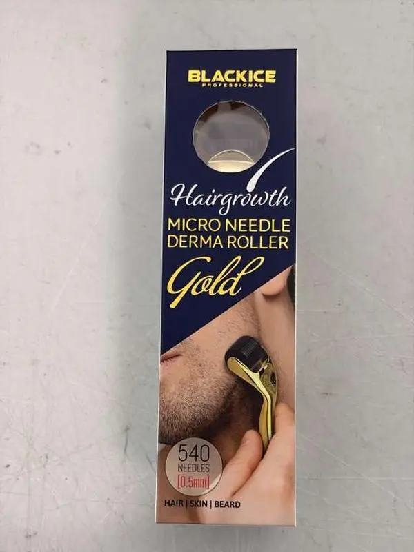 Blackice Gold Micro Needle Derma Roller 0.5mm for Hair & Beard, Stainless Steel Microneedling Roller, Home Use Grooming Tool with 540 Needles
