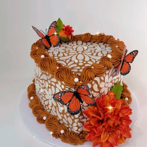 Talavera Cake Stencil with Intricate Floral Design for Baking and Decorating
