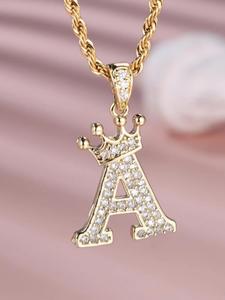 rhinestone decor letter artificial zircon alphabet necklace for women, fashion initial necklace for party, daily decor, trendy all-match & exquisite back to school jewelry for birthday gift, girly accessories