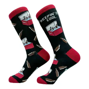 Men's Keepin It Cool Socks Funny Cold Beer Drinking Lovers Footwear Funny Graphic Socks Comfortable Fitted Spandex Cotton