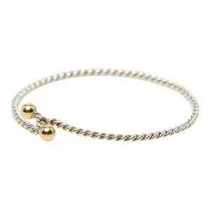 Pre-owned Tiffany & Co. 18K Yellow Gold (Au750) Small Leather Goods Tiffany&Co. Double Eye Twist Silver Au750 Bangle