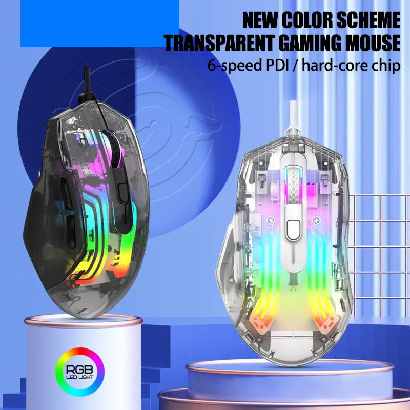 Wired Gaming Mouse, Rechargeable RGB Backiight aqua Mouse,multi-scene useeasy