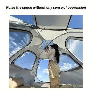 4-6 Person Inflatable Tent with Pump & Skylight, Waterproof Windproof Shelter for Fishing, Picnic & Hiking Instant Setup Waterproof Oxford Camping Tent with Stove Jack for Outdoor Adventures