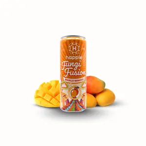 Happie Fungi Fusion Mango Mimosa 6-Pack – Lion's Mane, Cordyceps & Reishi Adaptogenic Functional Mushroom Drink for Focus, Energy & Calm