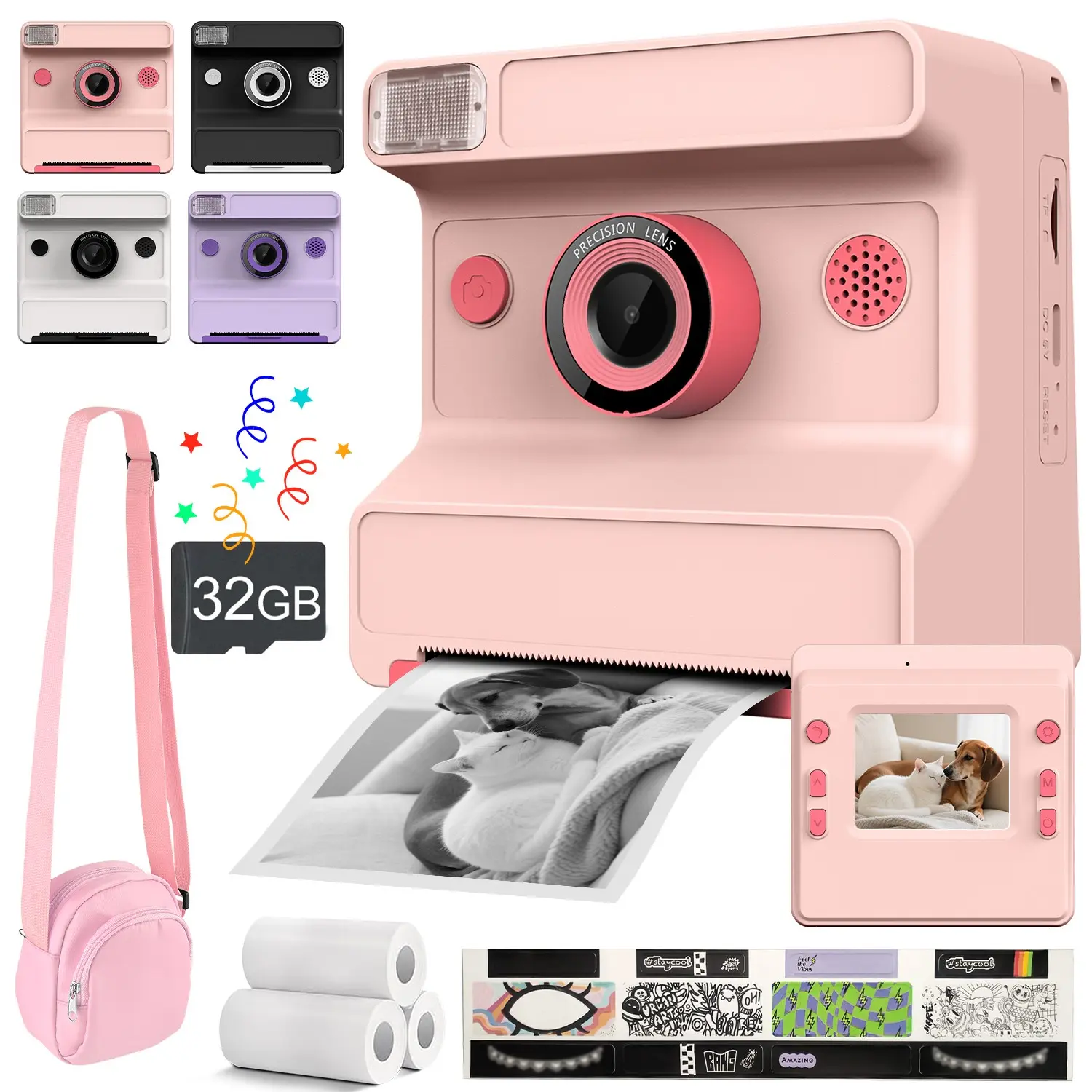 Kids Instant Print Camera for Boys and Girls, 1080P Dual Lens with  Taking Photos And Printing Immediately, Perfect Gift for Beginners, Supports Timelapse and Selfie Modes, Including Stickers And A Portable Bag