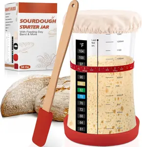 50oz/1500ml Pro Sourdough Starter Kit  Extra  Strips and Breathable Covers Included in Sourdough Starter Jar  A  Sourdough Bread Starter Kit for Beginners to Expert