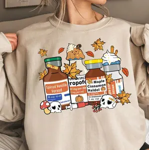 Pumpkin Spice Fall Nurse T-Shirt, Sweatshirt, Hoodie – Cute Autumn Medical Crewneck with Spiced Vanilla, Maple Cinnamon, Funny Cozy Healthcare Gift For Nurses, Doctors