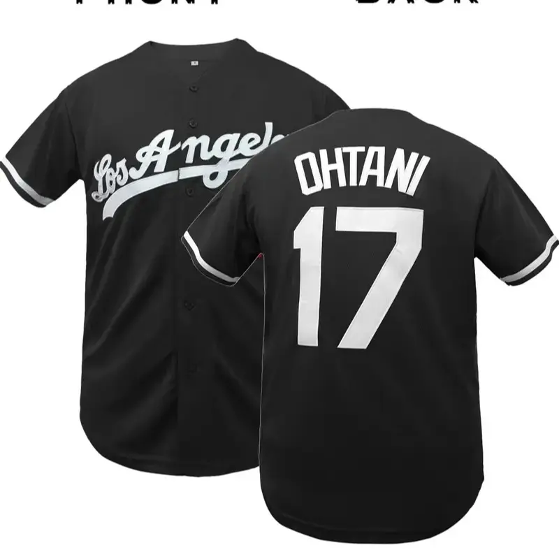 Men's # 17 baseball jersey, Featuring Ohtani's Retro Jersey Button Up Cardigan, Suitable For Sports And Daily Street Fashion Wear, A Must-Have For Baseball Fans And Fans