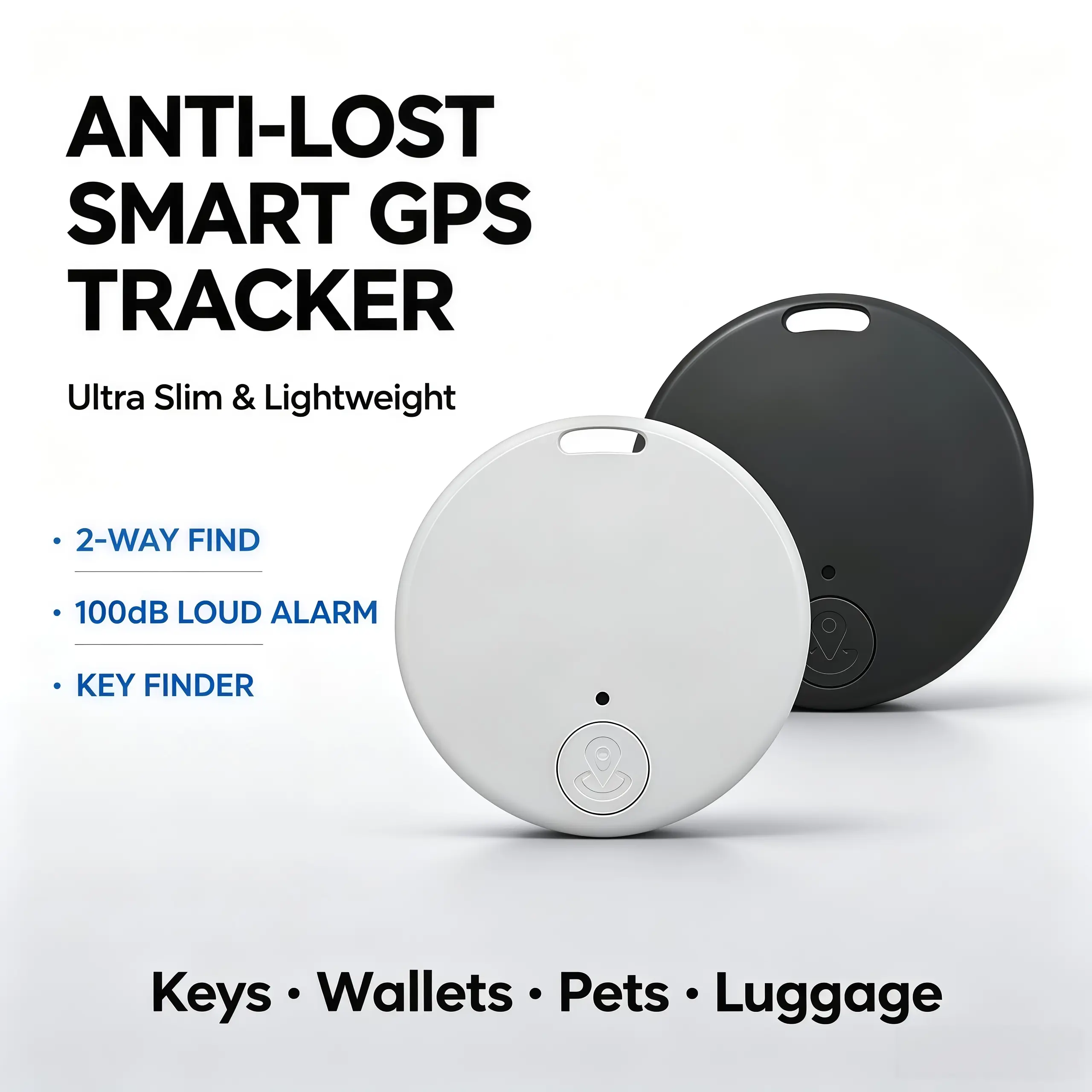 Anti-Lost Smart GPS Tracker, Ultra Slim Lightweight Smart Tag Key Finder with 2-Way Find, 100dB Loud Alarm, Item Locator for Keys, Wallets, Pets, Holiday & Birthday Gift Idea