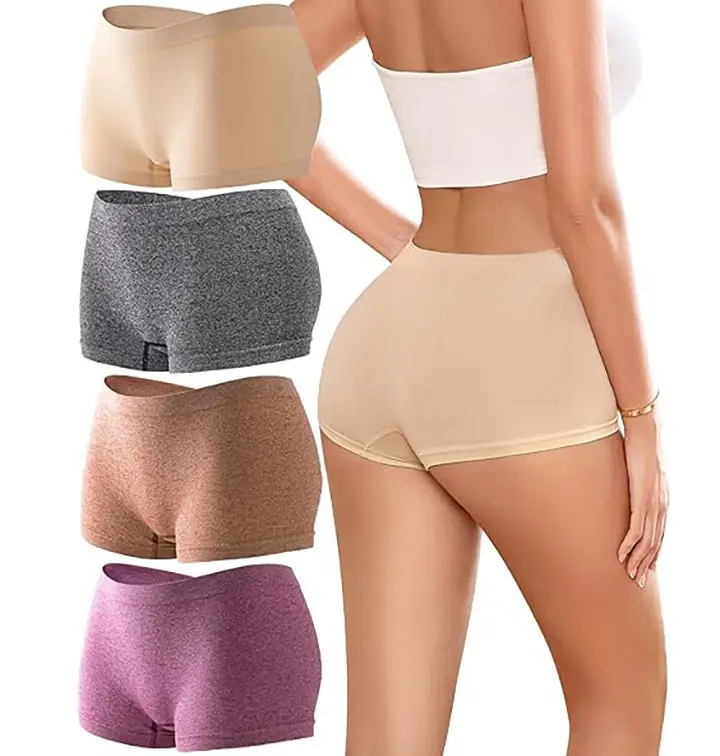 Womens Boyshorts Underwear Seamless Boxer Briefs Full Coverage Soft Stretch Boxer Shorts For Women 4 Pack