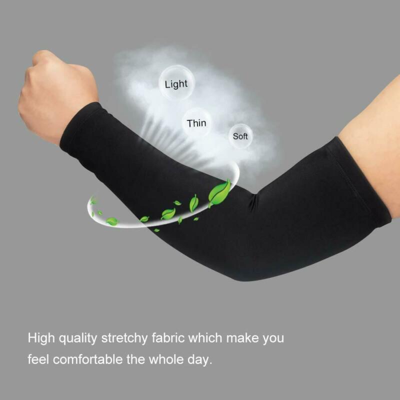 Cooling Arm Sleeves - 5 Pairs Breathable UV Sun Protection Sports Arm Sleeves for Women Men & Youth in Black