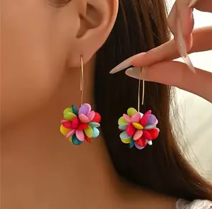 Pastel Bead Flower Earrings
