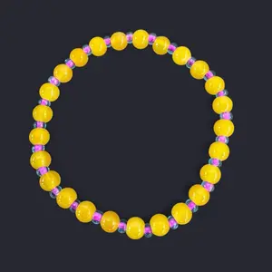 Yellow Glass Bead Bracelet 6mm