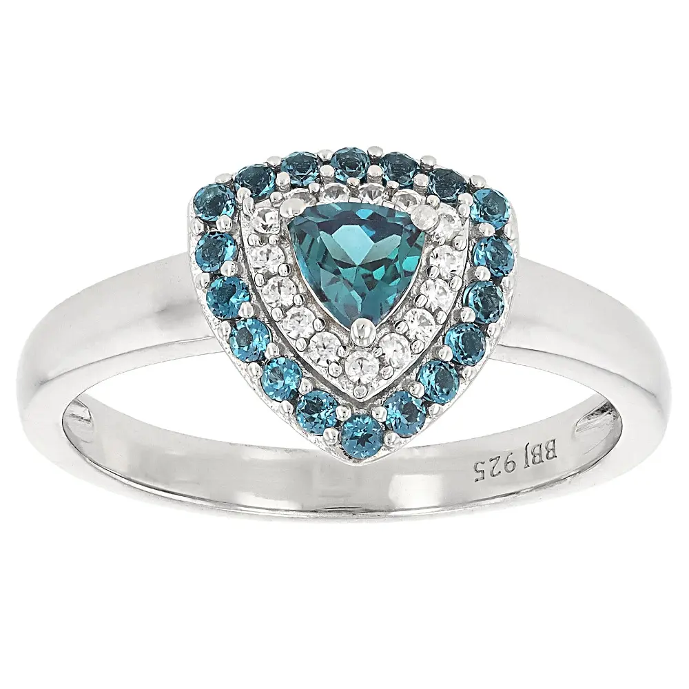 JTV Blue Lab Created Alexandrite Rhodium Over Sterling Silver Ring 0.52ctw