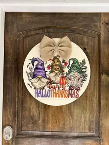 Happy Hallothanksmas Sign, Merry Christmas Happy Hallothanksmas Sign, Halloween Sign, Christmas Sign, Fall Sign, Holiday Door Sign, Seasonal Door Sign, Holiday Season Sign, Gnome Sign