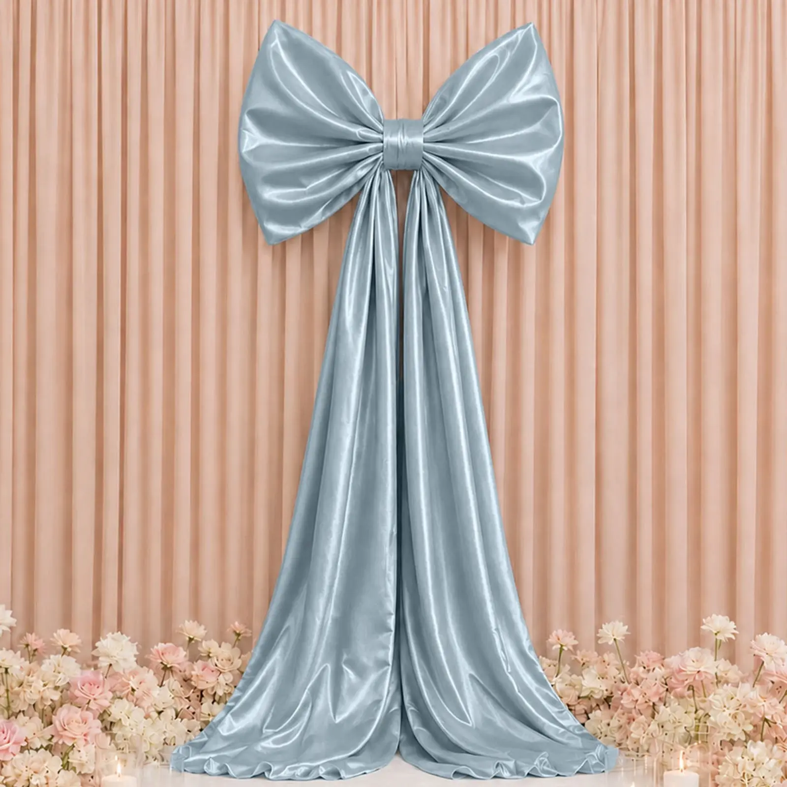 eFavormart 10ft Giant Satin Bow Backdrop Decor, Light Blue - Coquette Theme, Dry Clean Only, Giant Bow Shape, Wedding Events, Birthdays