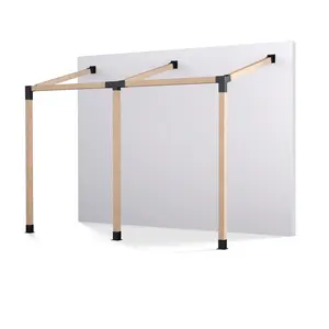 BRAXEN 2.5mm Thick Wallmount Pergola Bracket Kit for 4"x 4" (Actual 3.6" X 3.6")  Lumber，9pcs (2pcs 3-Way15° Brackets , 1pcs 4-Way15°Brackets ,6pcs Base) DIY Post Base Kit,  Easy Installation Wooden Beams for Gazebos, Patio Pergolas, Log Cabin Outdoor